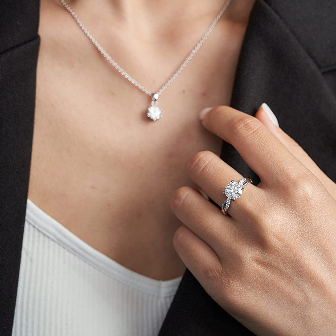 1CT/2CT Moissanite Twisted Solitaire Engagement Ring for Women