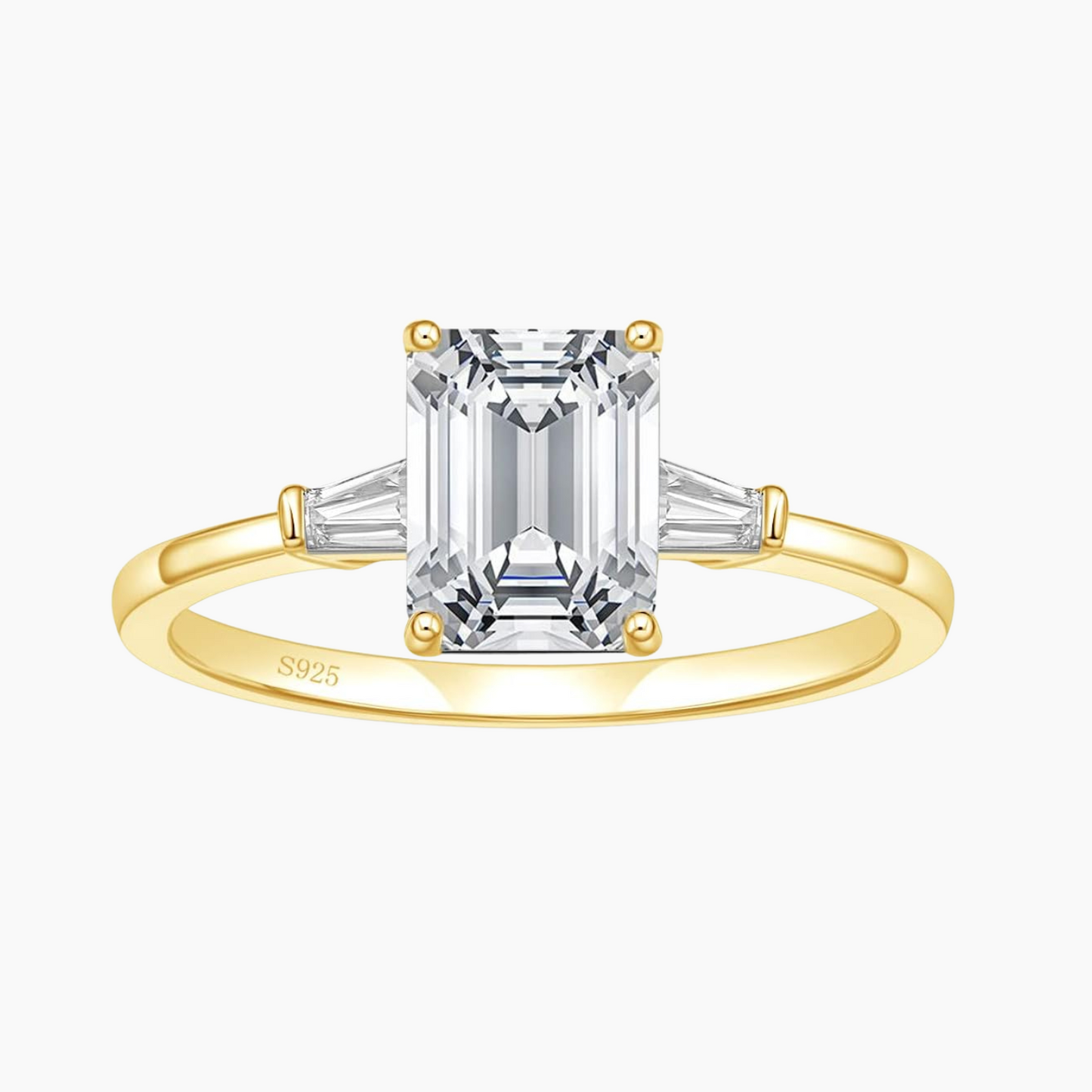 Bague de fiançailles en argent sterling 925 3 carats avec zircone cubique taille émeraude