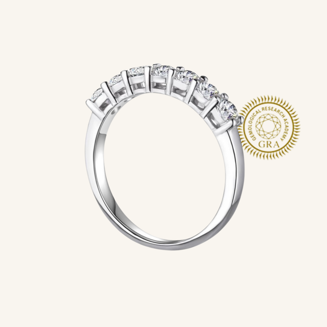 Bague demi-éternité en moissanite et diamants audacieux 2.0
