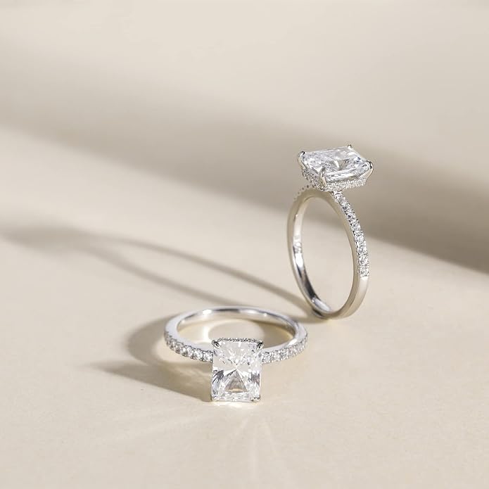 3CT Radiant Cut Solitaire Cubic Zirconia Wedding & Engagement Promise Rings