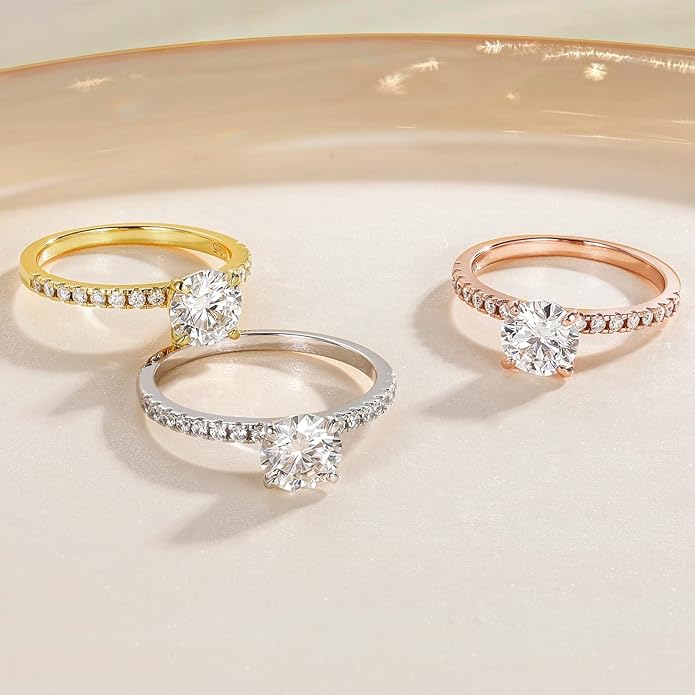 1.25CT 925 Sterling Silver Double Round Engagement Ring Sets