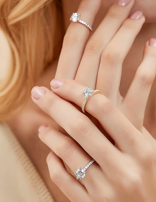 1.25CT 925 Sterling Silver Round Brilliant CZ Ring For Women