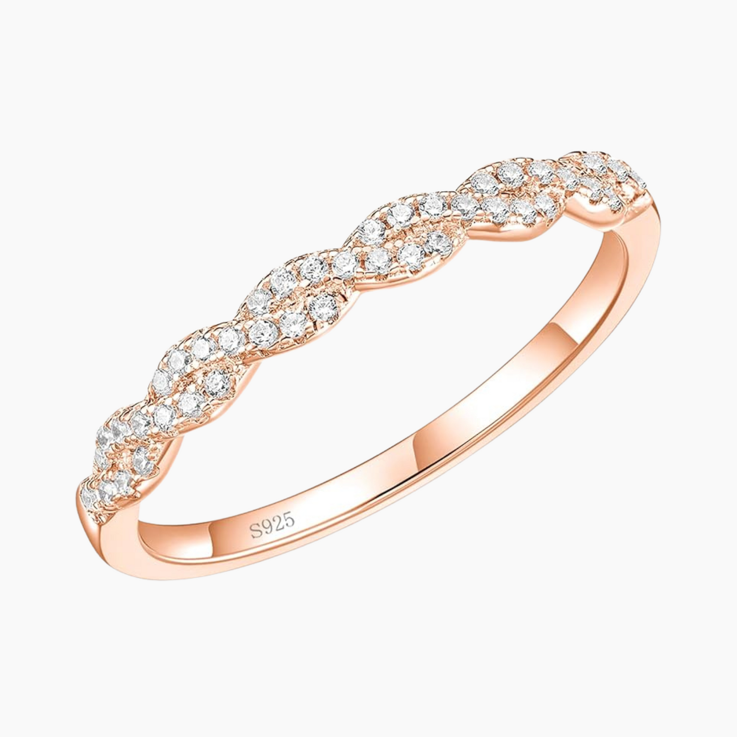 Sterling Silver Woven Twisted Rope Half Eternity Ring