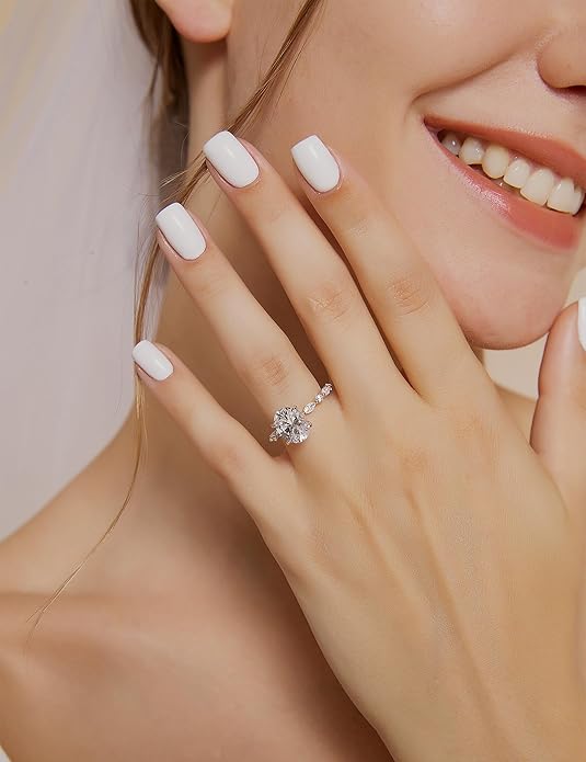 1.5CT Oval Cut Cubic Zirconia Promise Ring in Sterling Silver