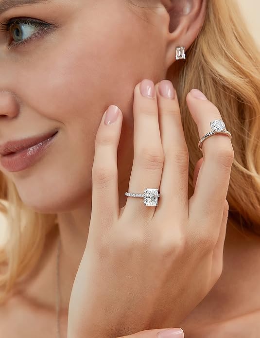 3CT Radiant Cut Solitaire Cubic Zirconia Wedding & Engagement Promise Rings