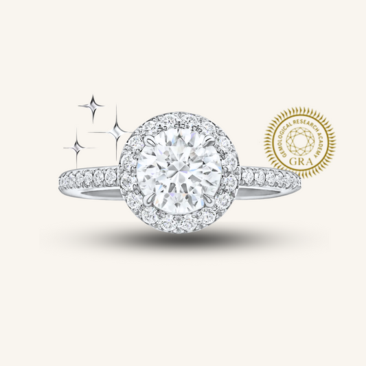 Moissanite Round-Shaped Diamond Micropavé Engagement Ring