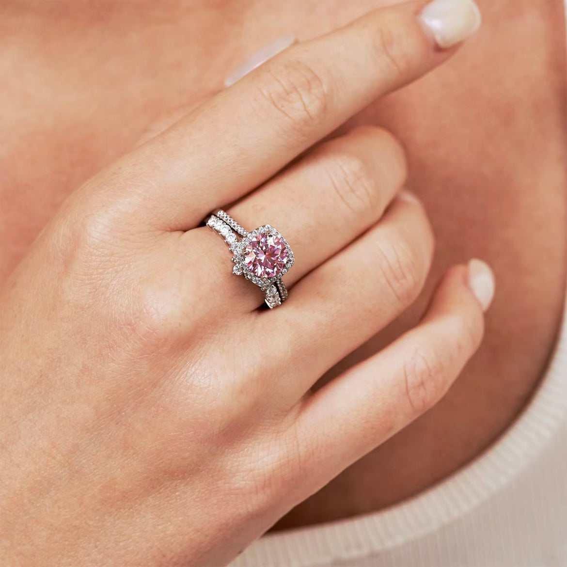 Moissanit Wishbone Ring 2.0