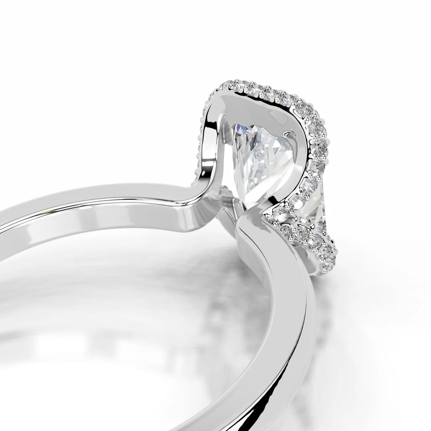Elongated Radiant Halo Diamond Ring