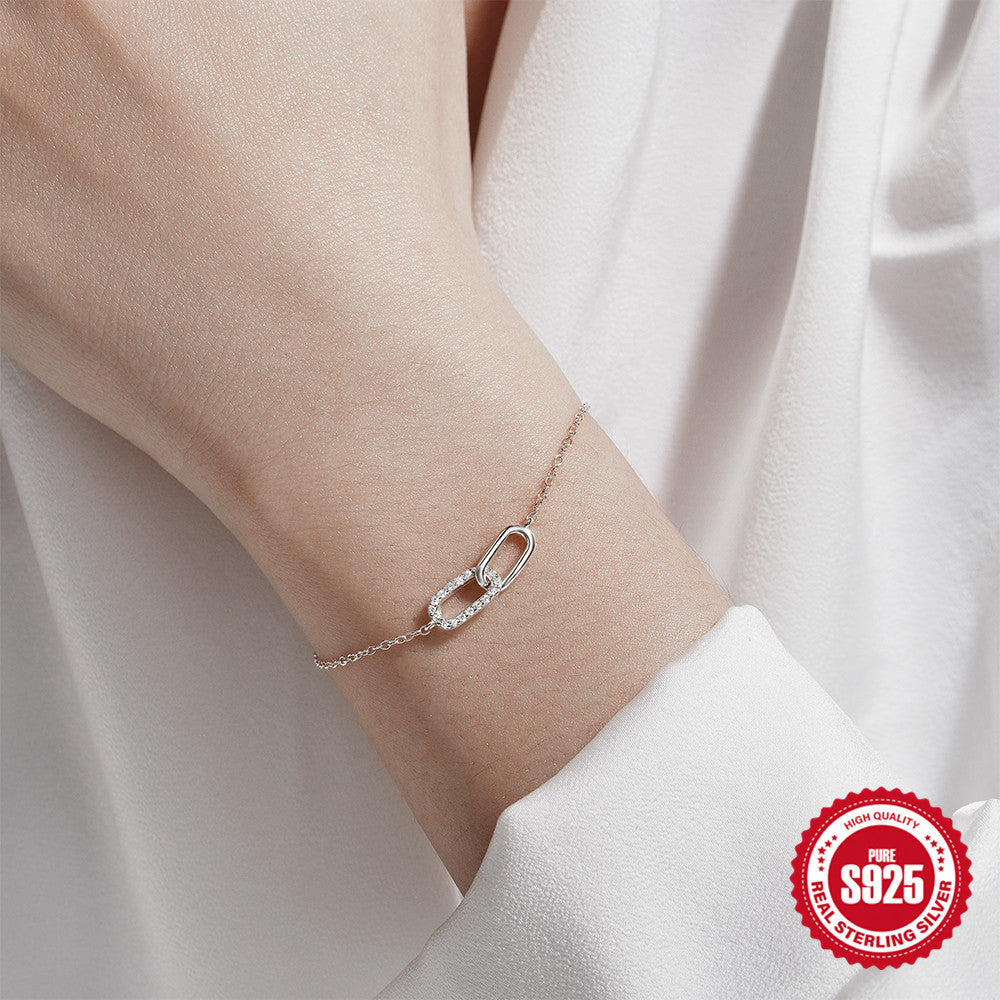 Pavé-Diamant-Büroklammer-Armband