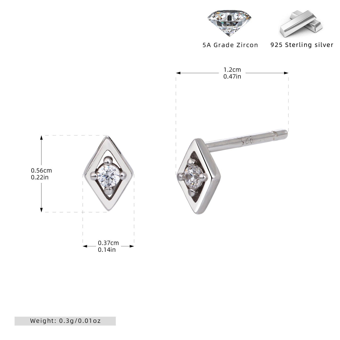Rautenförmige Diamantohrstecker