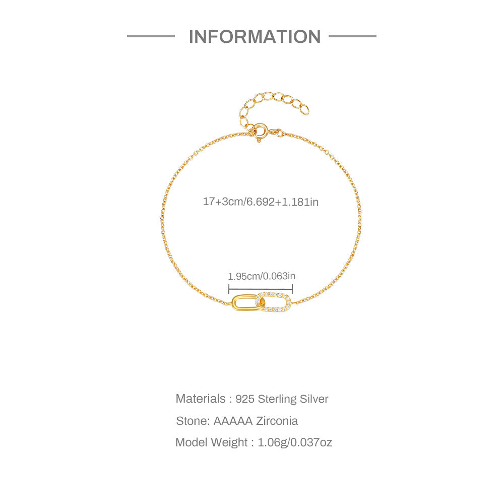 Pavé-Diamant-Büroklammer-Armband