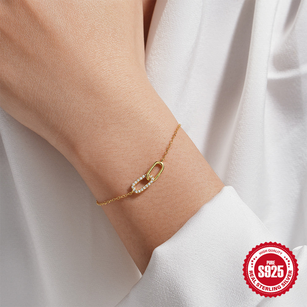 Pavé-Diamant-Büroklammer-Armband
