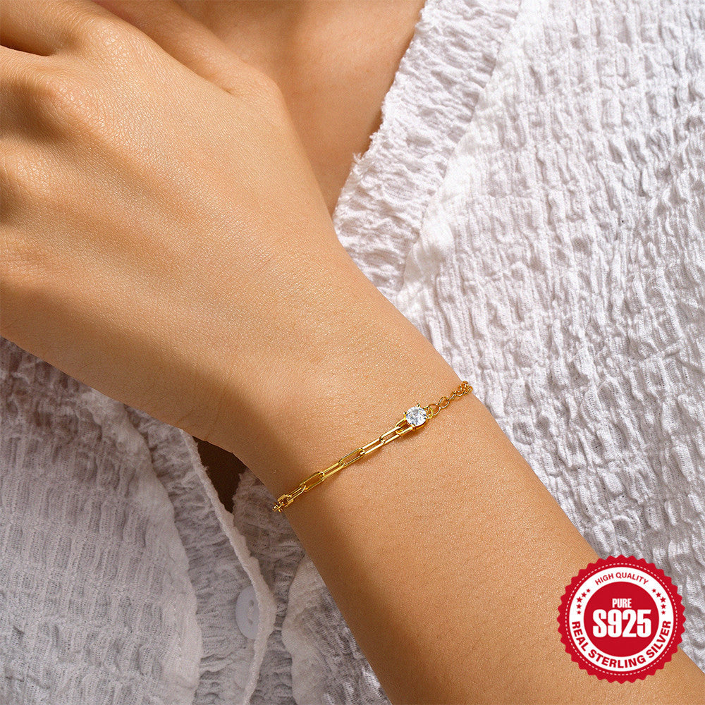 O+Paperclip-Kettenspleiß-Diamantarmband