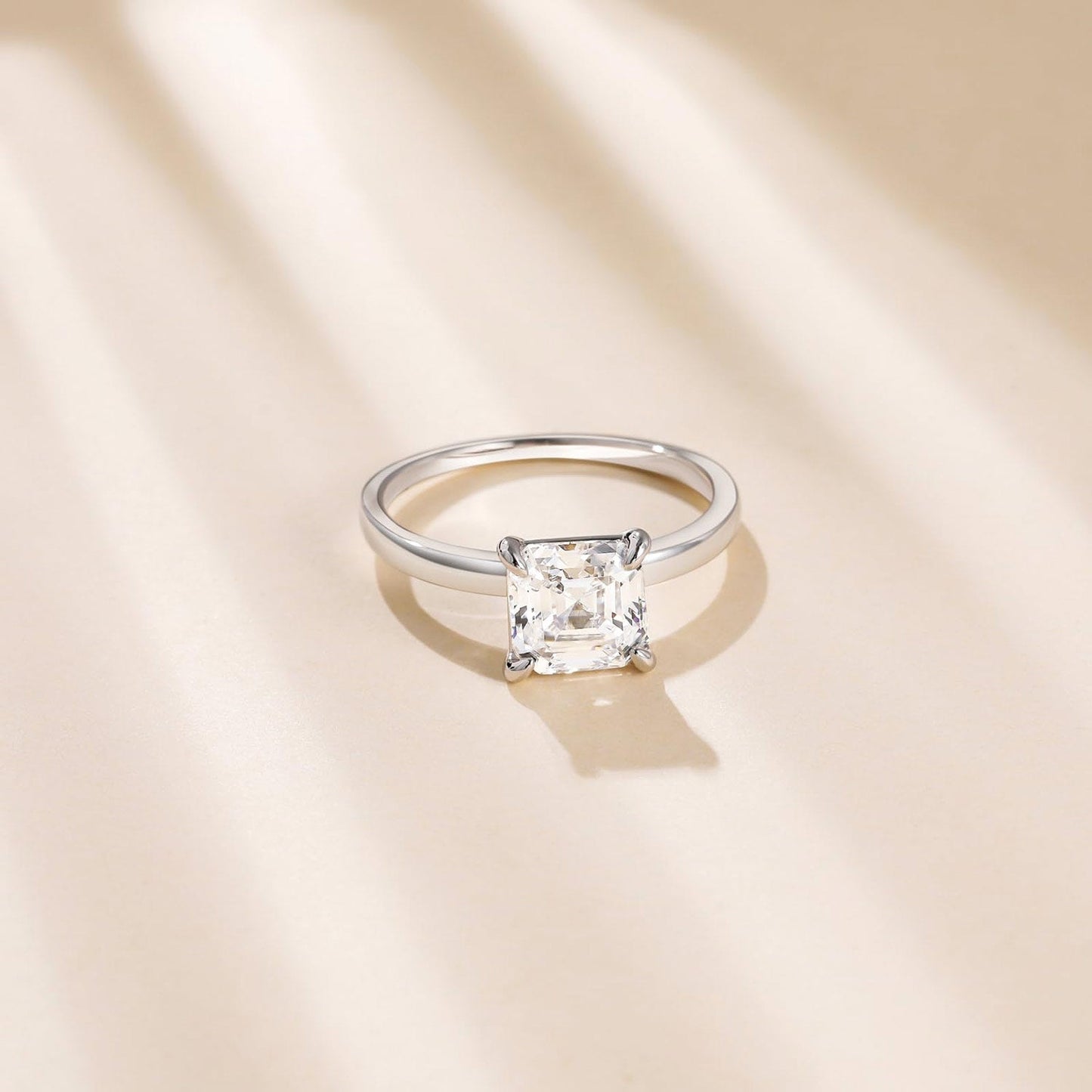 2CT engagement ring, asscher cut ring, cubic zirconia ring, sterling silver ring, asscher, travel ring, silver engagement rings