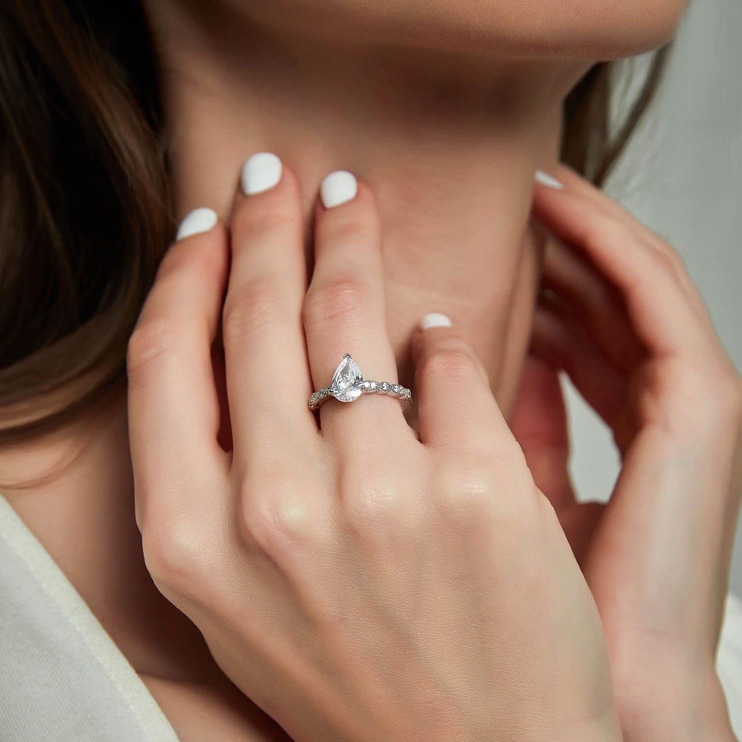 teardrop engagement rings, sterling silver rings, Eamti, teardrop ring, teardrop engagement ring, teardrop emerald ring, teardrop wedding ring
