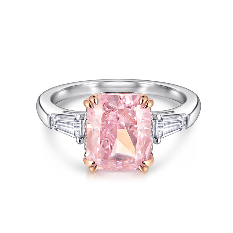 Rosa Baguette-Ring aus Sterlingsilber