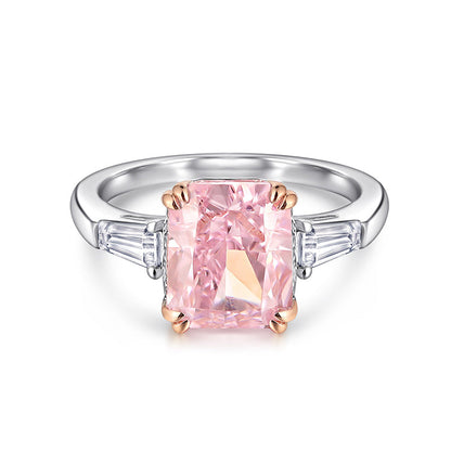 Rosa Baguette-Ring aus Sterlingsilber
