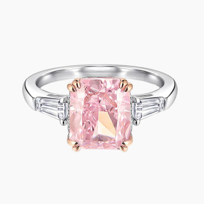 pink baguette rings; sterling silver rings; Eamti, cubic zirconia ring, stackable ring, affordable jewelry for woman, cheap ring under $50