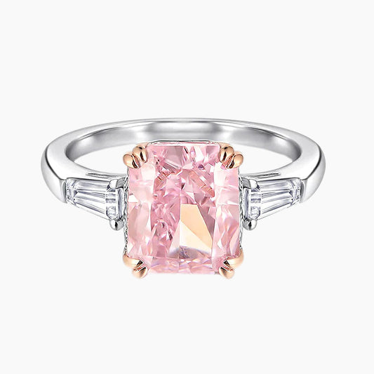 pink baguette rings; sterling silver rings; Eamti, cubic zirconia ring, stackable ring, affordable jewelry for woman, cheap ring under $50