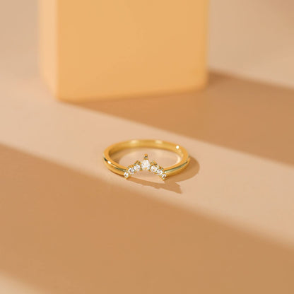 v shape ring, stacking rings, stackable rings for women, minimalist rings, cubic zirconia rings for women, S925 V shape ring