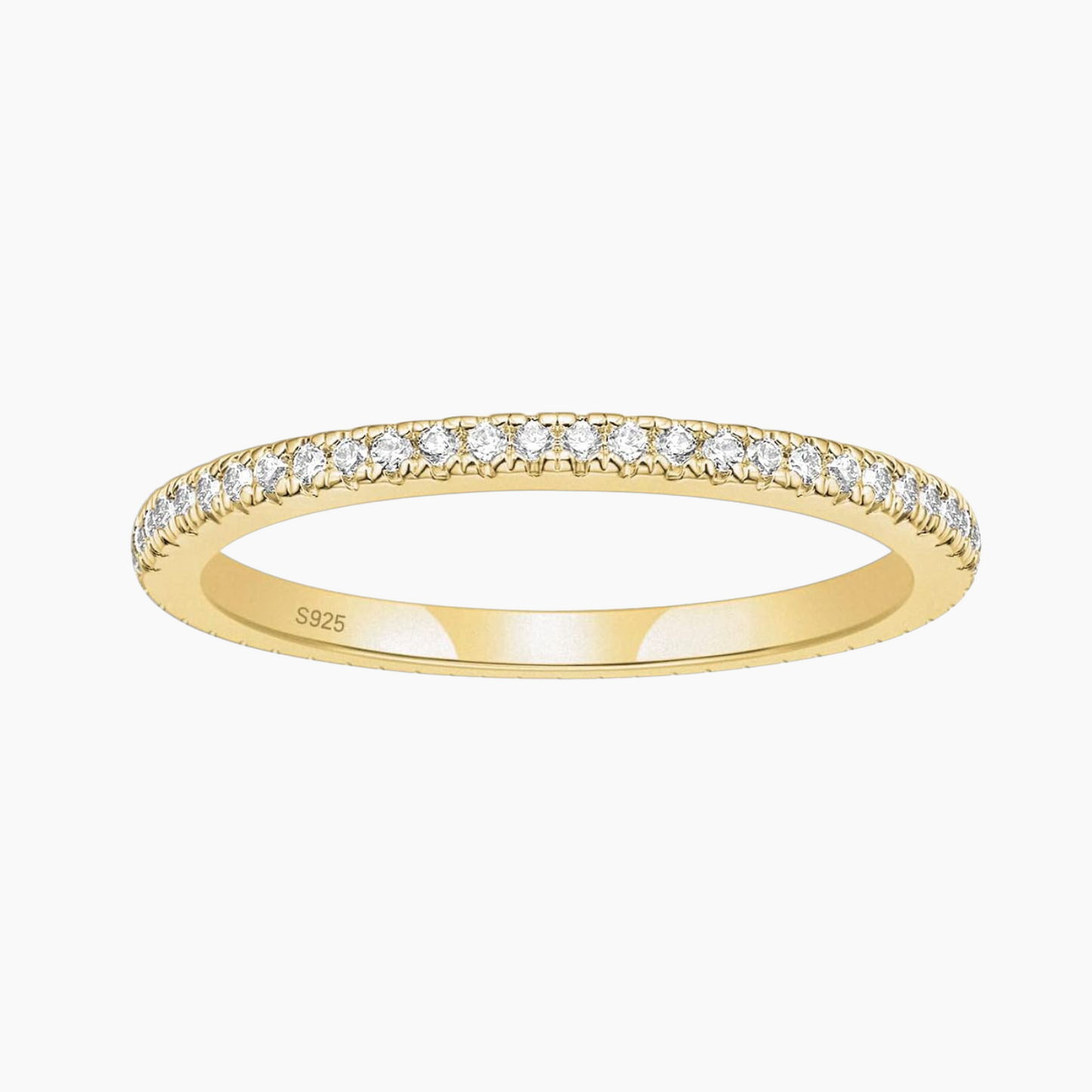 2 mm Sterling Silber Eternity Ring mit Pavé-Fassung und Zirkonia