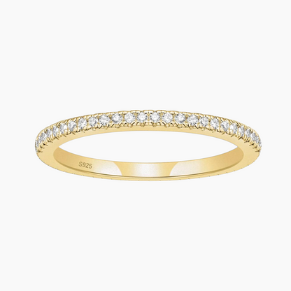 2 mm Sterling Silber Eternity Ring mit Pavé-Fassung und Zirkonia