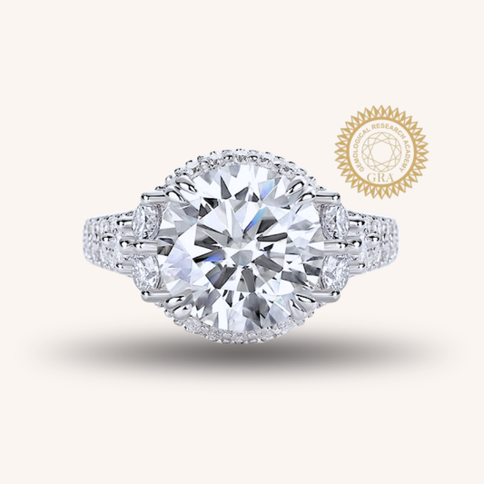 Luxury 5 Carat Round Cut Moissanite Engagement Ring