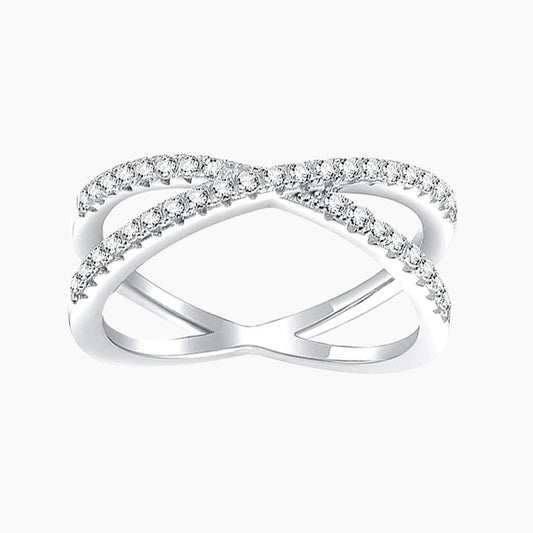 criss cross rings, sterling silver rings, Eamti, womens eternity ring, sterling silver eternity band, cz engagement ring set, silver eternity ring, cross eternity ring