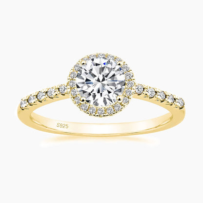 round halo gemstone rings, stunning rings for women, s925 wedding rings for women, gold vemeil wedding rings, halo cubic zirconia ring, round cut wedding ring