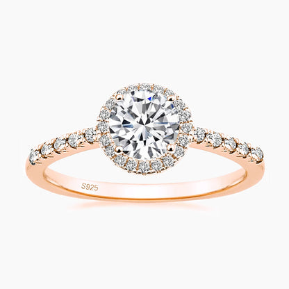 round halo gemstone rings, stunning rings for women, s925 wedding rings for women, rose gold wedding rings, halo cubic zirconia ring, round cut wedding ring