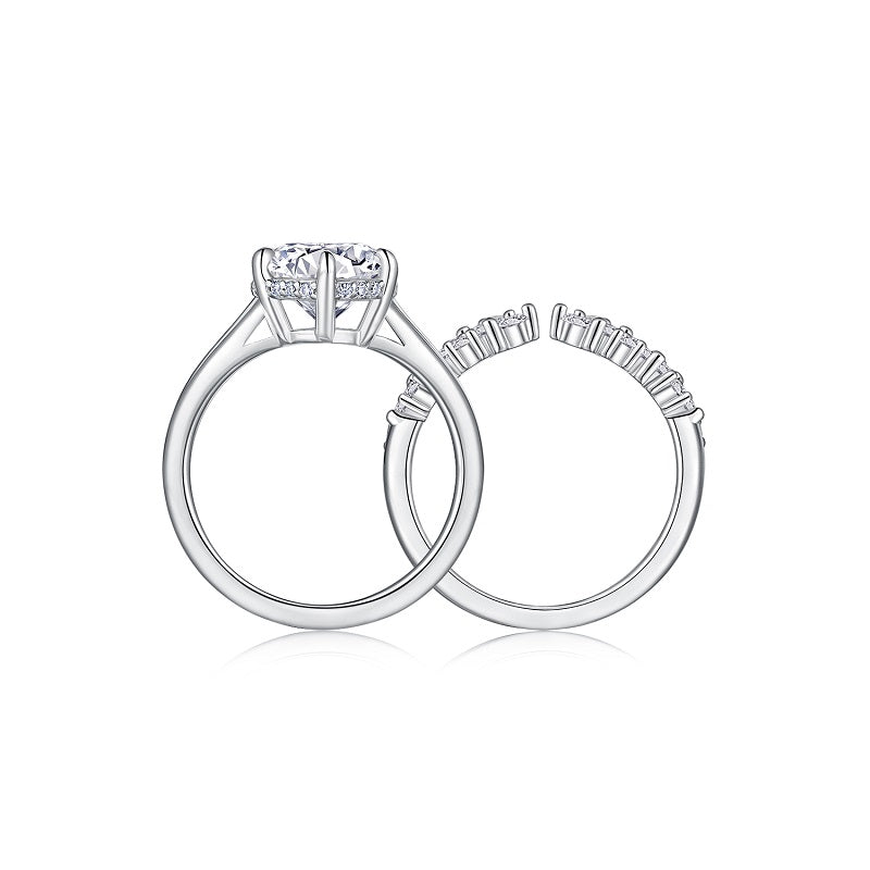 Luxury 5 Carat Round Cut Moissanite Engagement Ring（17）