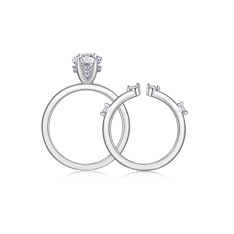 Luxury 5 Carat Round Cut Moissanite Engagement Ring（16）