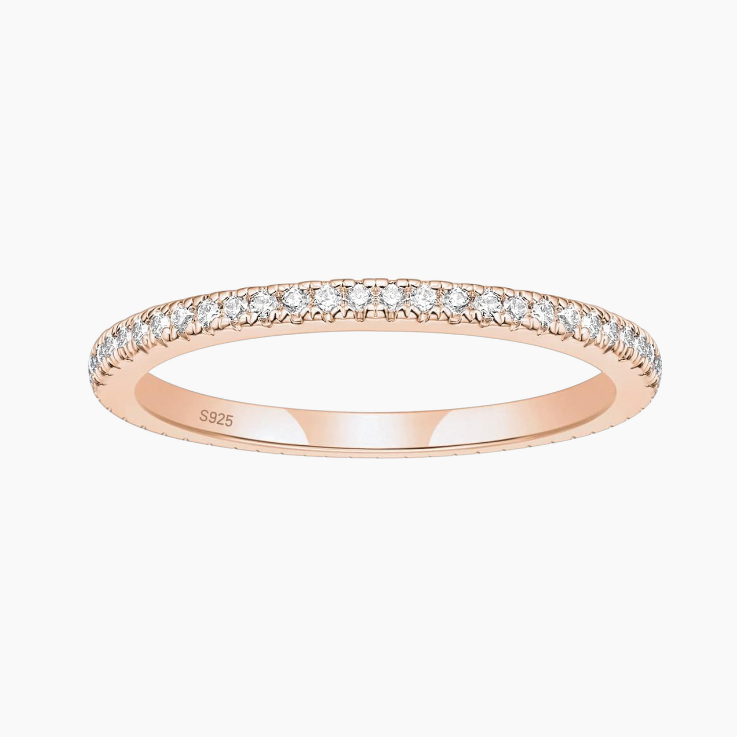 2 mm Sterling Silber Eternity Ring mit Pavé-Fassung und Zirkonia