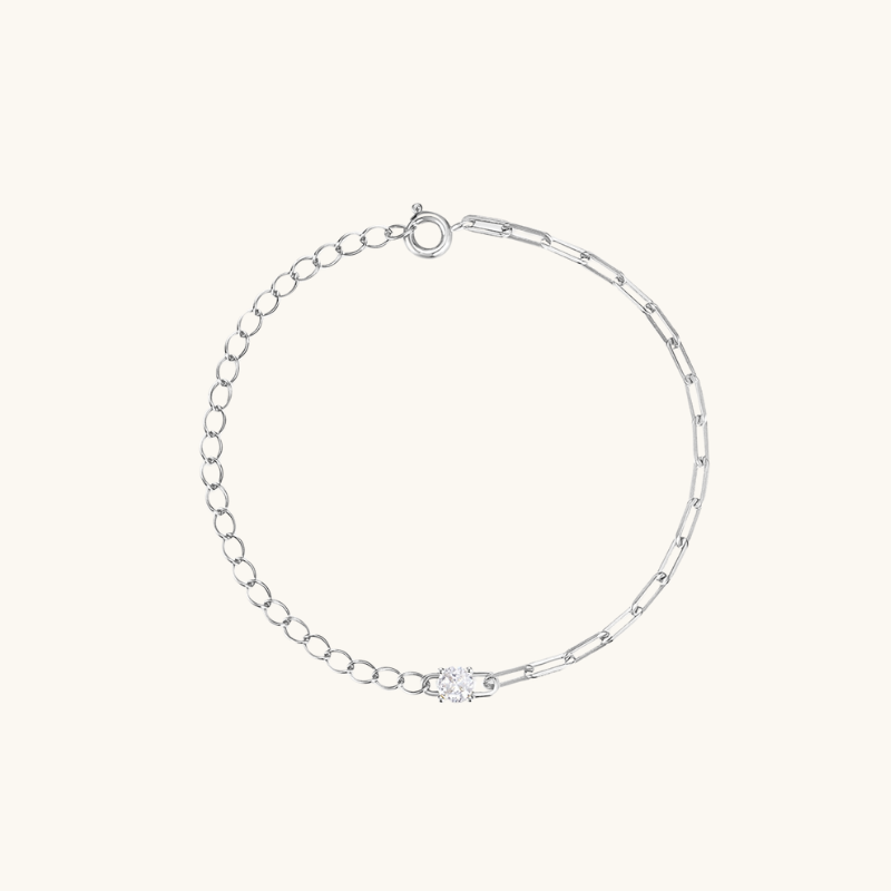 O+Paperclip Chain Splicing Diamond Bracelet