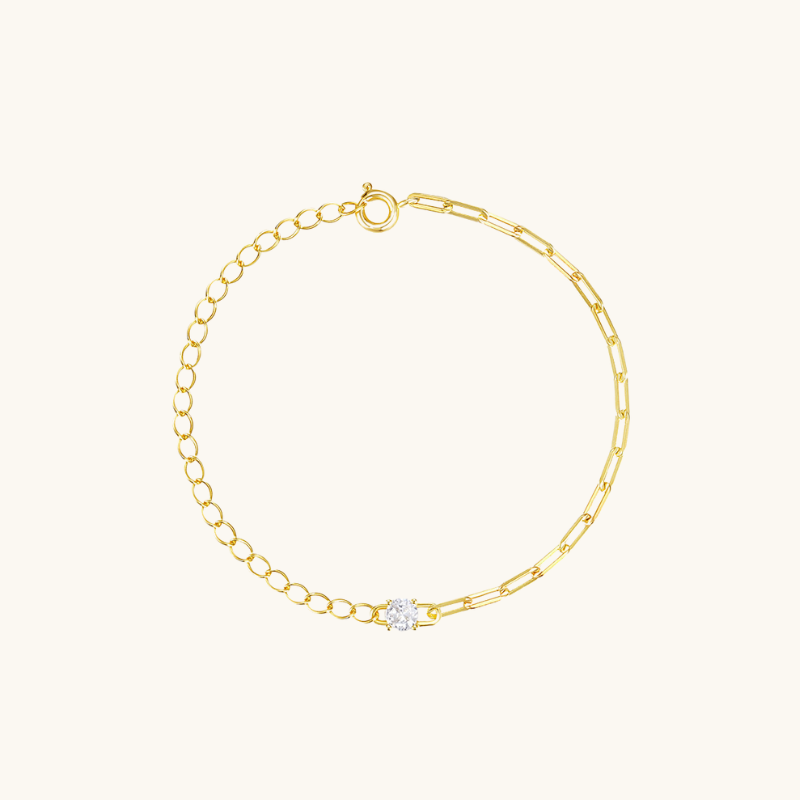 O+Paperclip Chain Splicing Diamond Bracelet