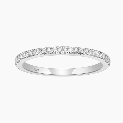 2 mm Sterling Silber Eternity Ring mit Pavé-Fassung und Zirkonia