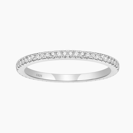 2 mm Sterling Silber Eternity Ring mit Pavé-Fassung und Zirkonia