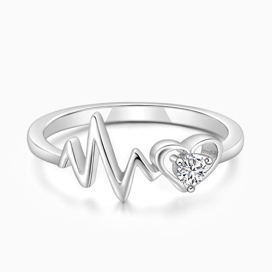 Herzschlagring aus 925er Sterlingsilber