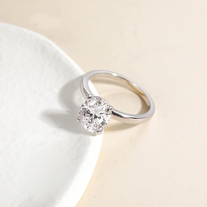 3CT Oval Cut Solitaire Cubic Zirconia Promise Ring