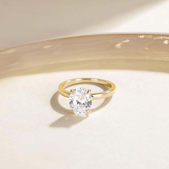 3CT Oval Cut Solitaire Cubic Zirconia Promise Ring