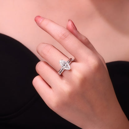 Luxury 5 Carat Round Cut Moissanite Engagement Ring（16）
