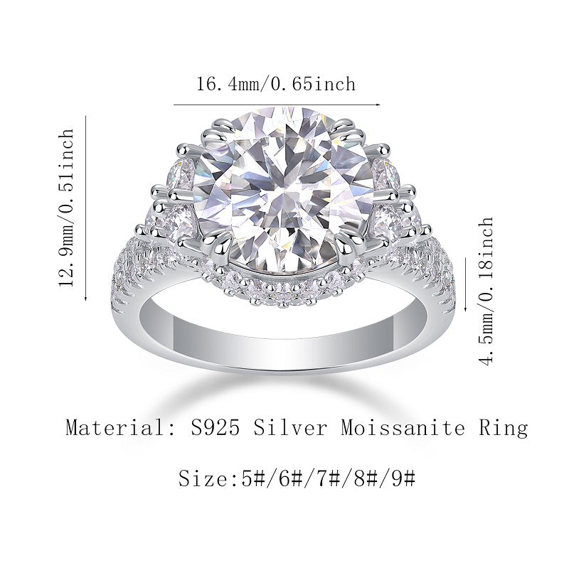 Luxury 5 Carat Round Cut Moissanite Engagement Ring