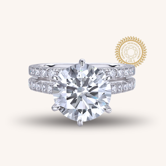 5 Carat Round Cut Moissanite Wedding Ring Set
