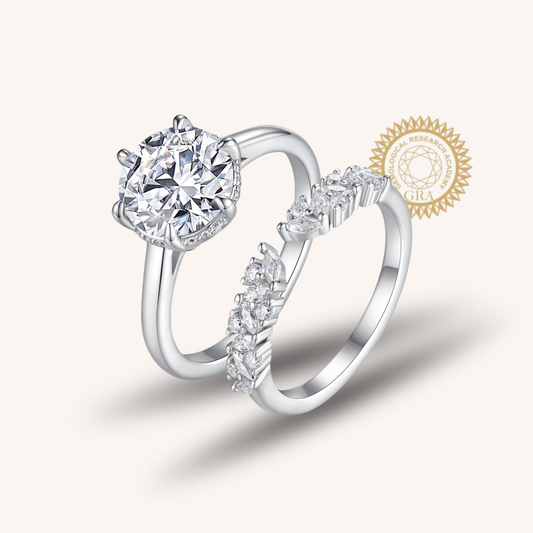 Luxury 5 Carat Round Cut Moissanite Engagement Ring（17）