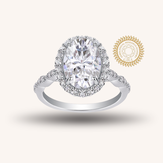 Luxury 5 Carat Round Cut Moissanite Engagement Ring（14）