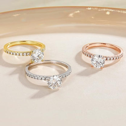 1,25 Karat 925 Sterling Silber Doppelrund Verlobungsring-Sets