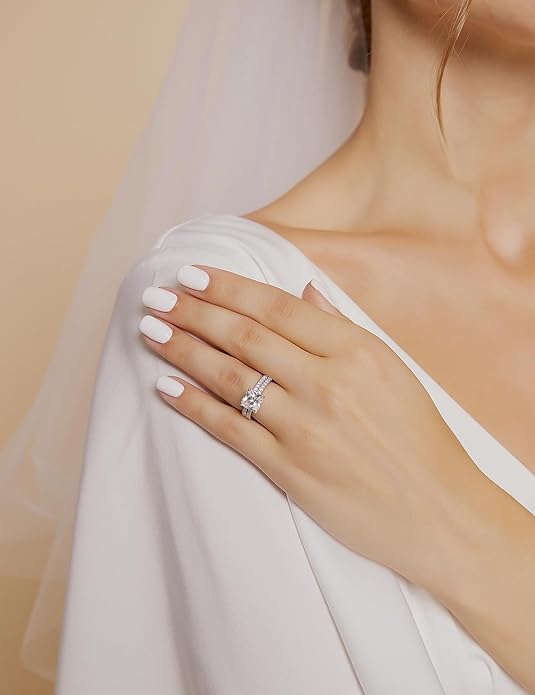 Bague de fiançailles en argent sterling 925 2 carats taille princesse