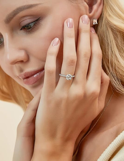 1.25CT 925 Sterling Silver Round Brilliant CZ Ring For Women