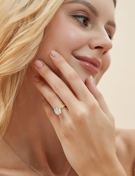 3CT Oval Cut Solitaire Cubic Zirconia Promise Ring