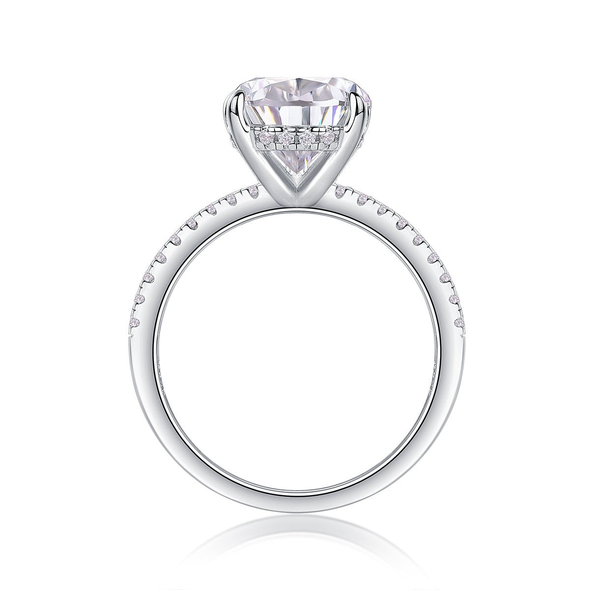 Pear Cut 4 Carat Moissanite Engagement Ring for Women – 38 Side Stones, Sterling Silver with 18K White Gold Plating, D Color VVS1 Clarity